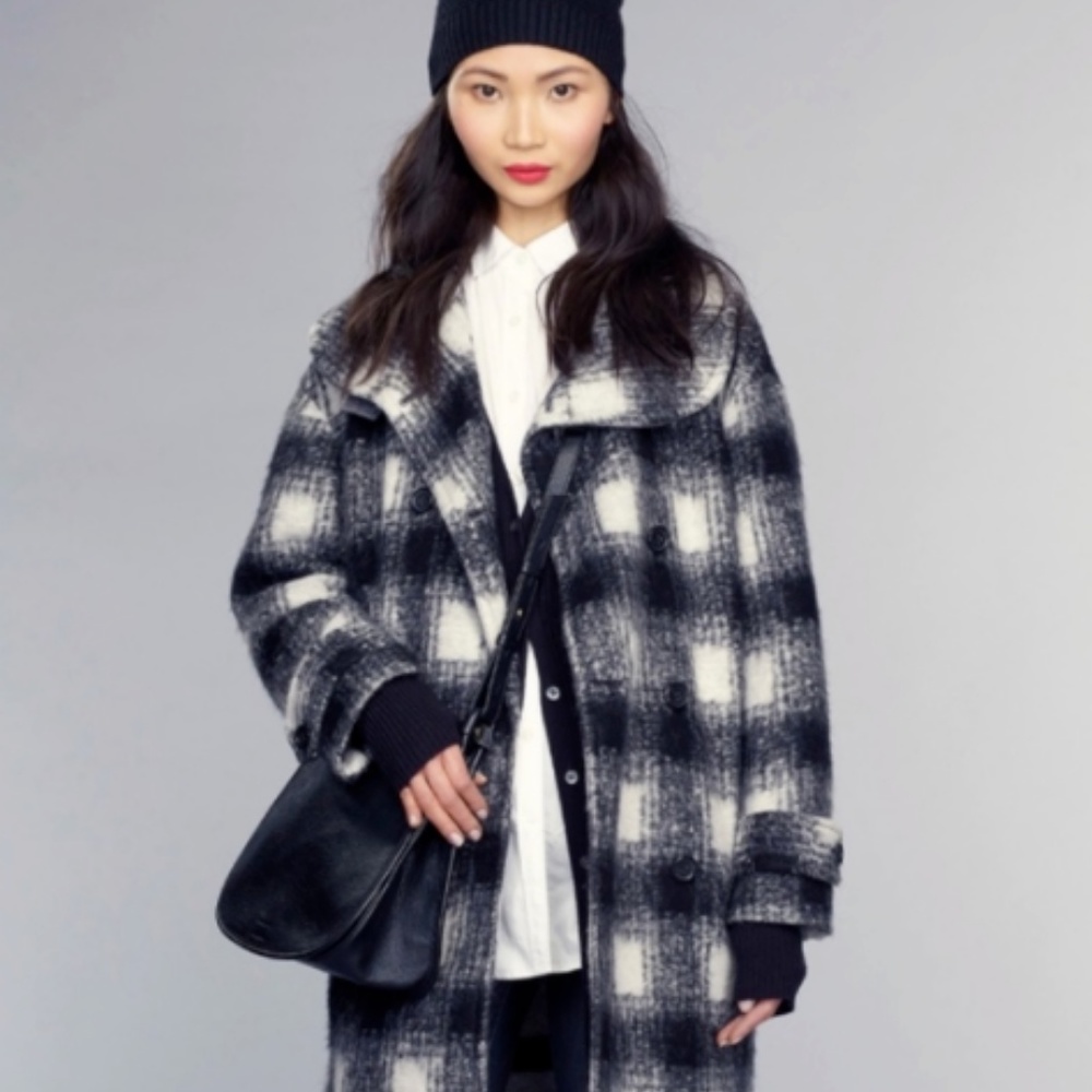 Banana Republic double breasted plaid cocoon coat - Picture 1 of 6